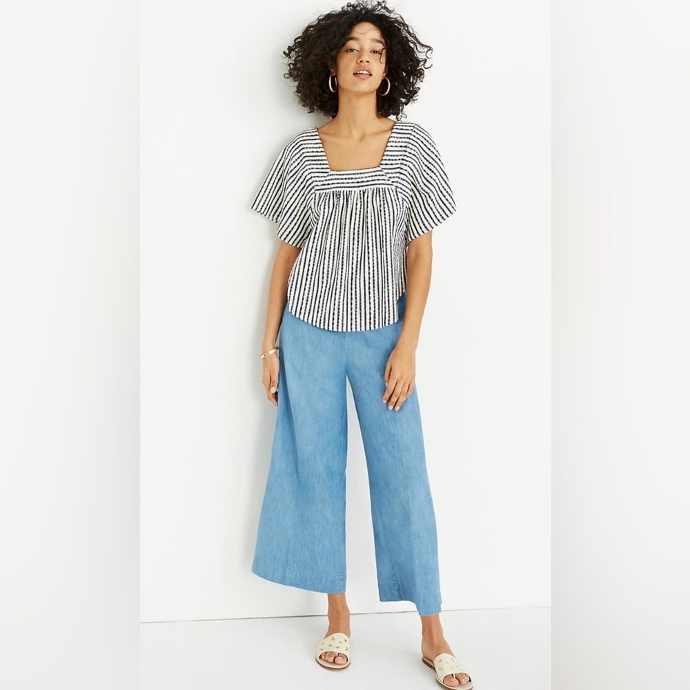 MADEWELL Chambray Huston Cotton/Linen Blend Pull-On Crop Pants Size Small